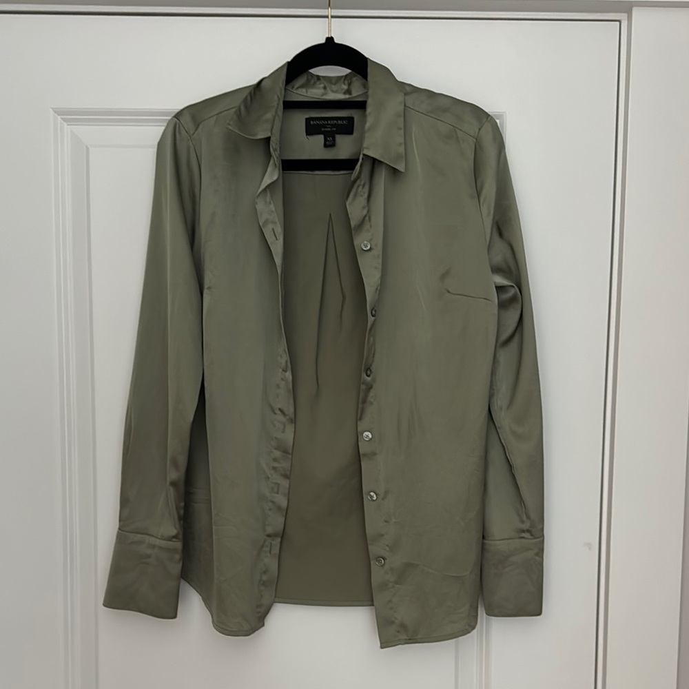 Banana Republic Sage Green satin Shirt
